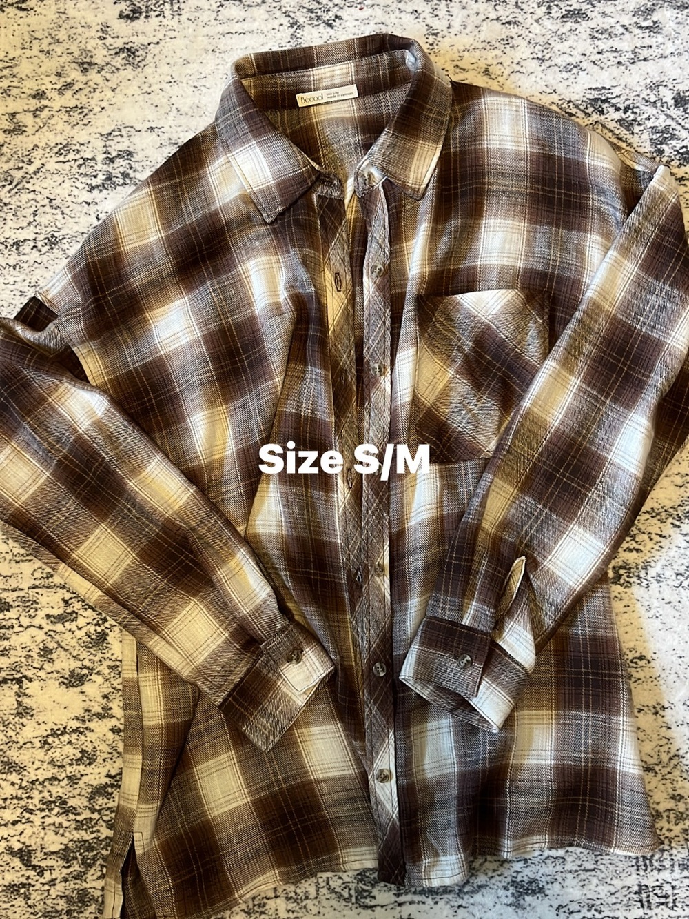 Brown Plaid Button-Up Shirt